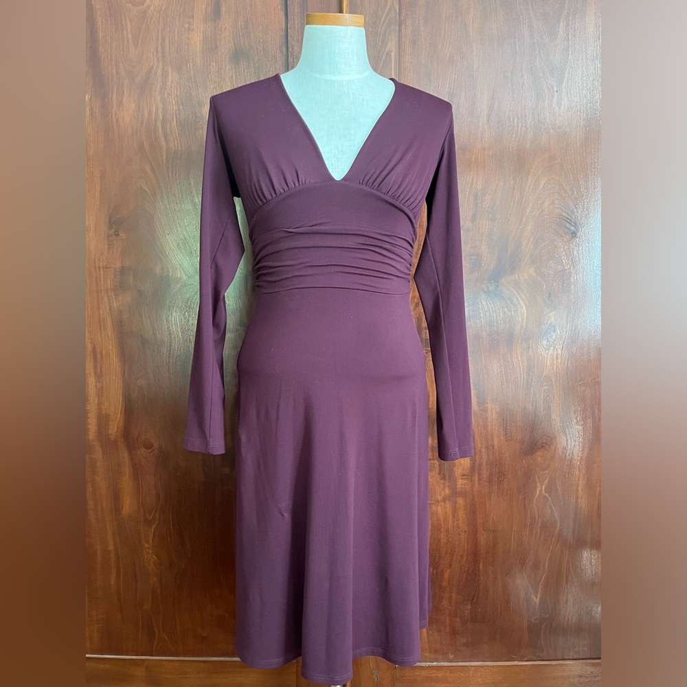 Susanna Monaco long sleeve v- neck jersey dress
